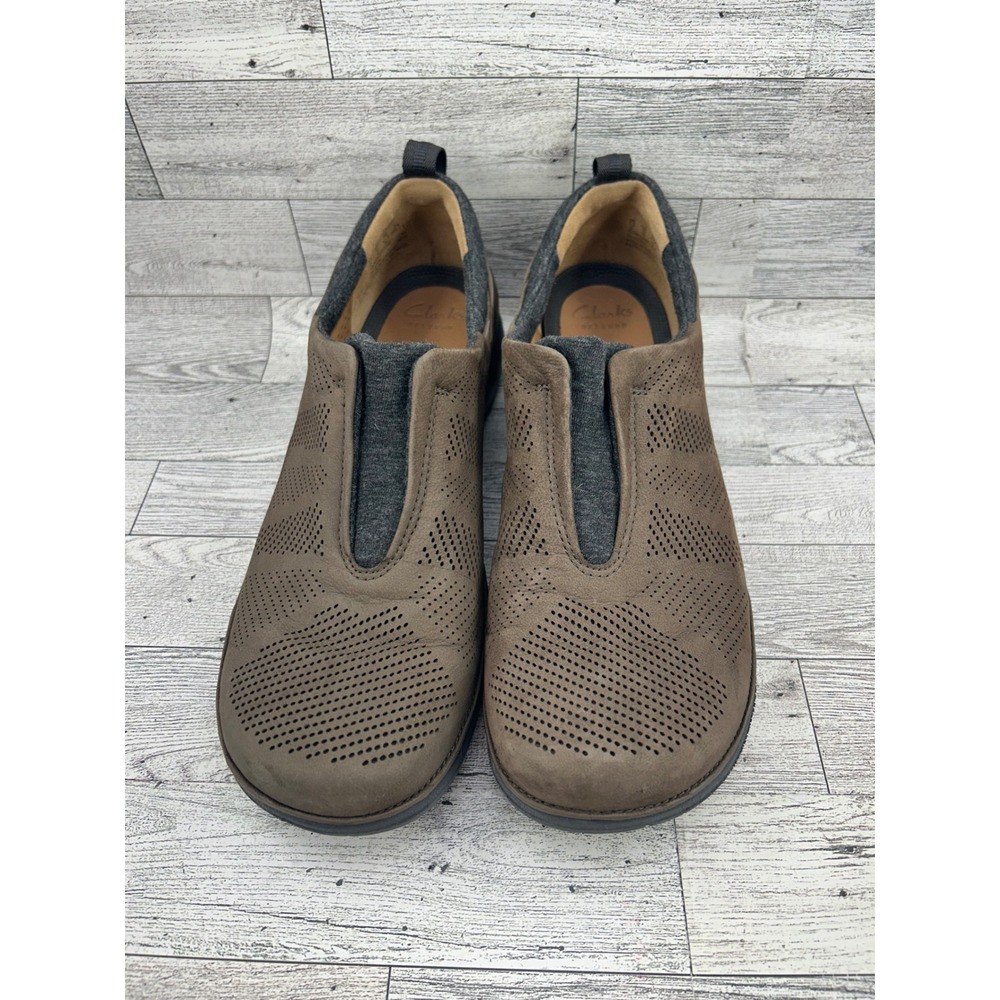 Clarks Unstructured Women Brown Perforated Slip On Shoes Comfort Size‎ 10M